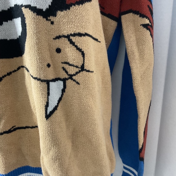 Forever 21 x WB Looney Tunes Blue Taz Pullover Sweater Size Small - Picture 7 of 9